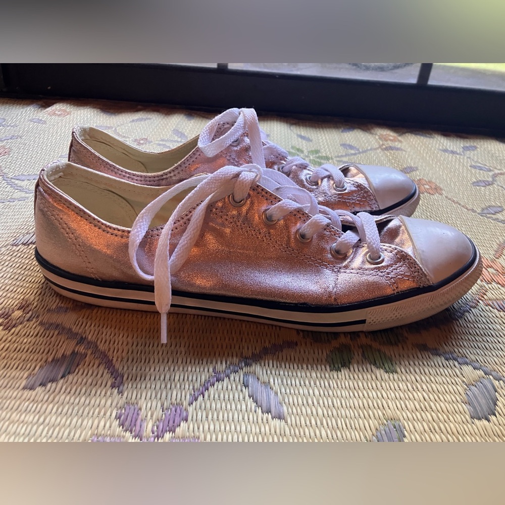 Converse All Star Metallic Low Top Pink Sneakers Size 9